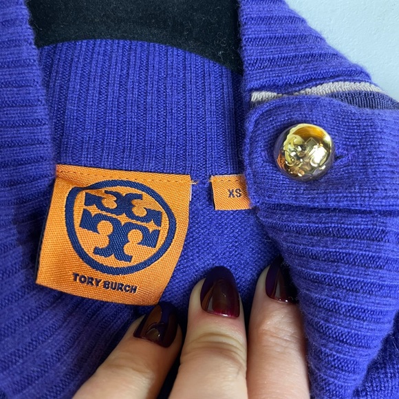 Tory Burch Vibrant Purple Button-Shoulder Sweater - Picture 8 of 12
